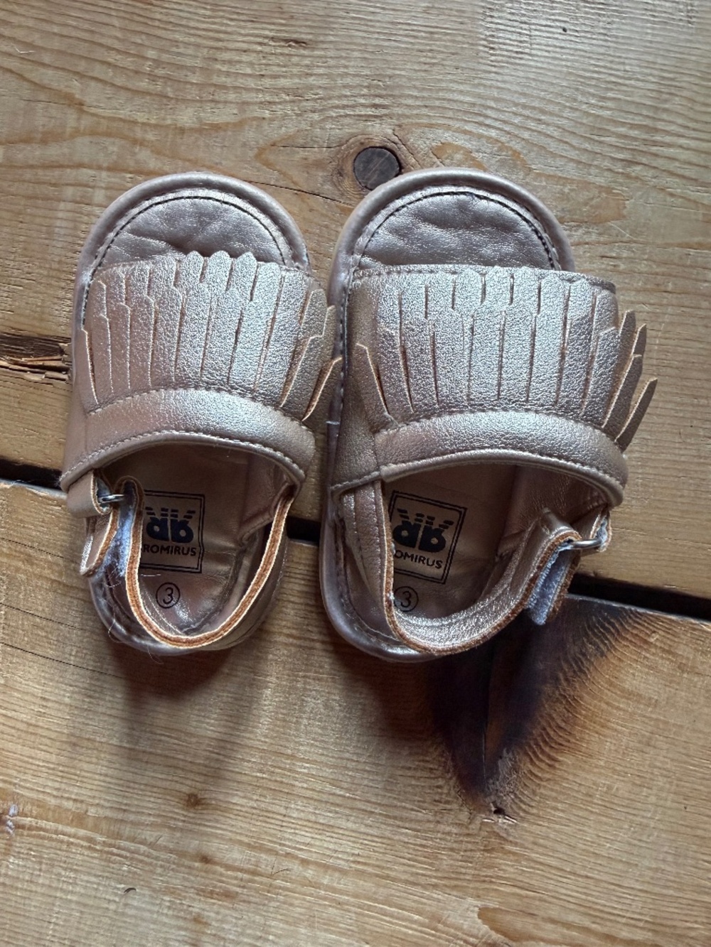 Baby shoe - gold moccasin sandal size 3-6 months